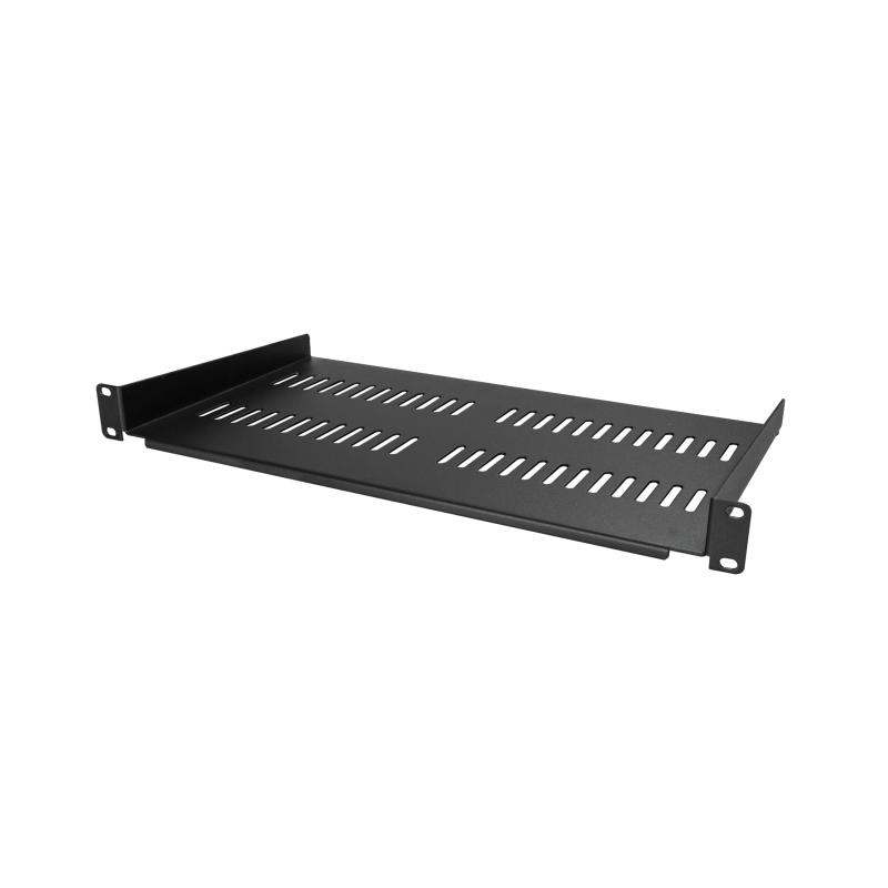 StarTech.com 1U サーバーラック棚板/19インチ装置ラック&キャビネット用放熱スリット付きカンチレバートレイ/高耐久性スチール/耐荷重20kg/奥行25cm ブラック
