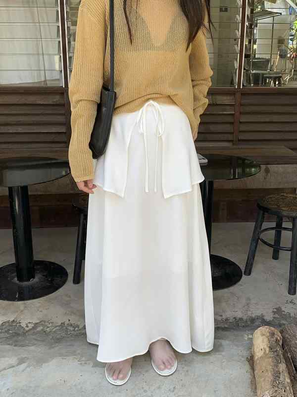 スコート レディース 春夏 韓国風 A伝達ルート ご機嫌酉の方角 ミモレ丈 綿織物 麻 無地 心地好い 黒いこと 白いこと 薄墨色 スカート-レディースファッション-ボトムス