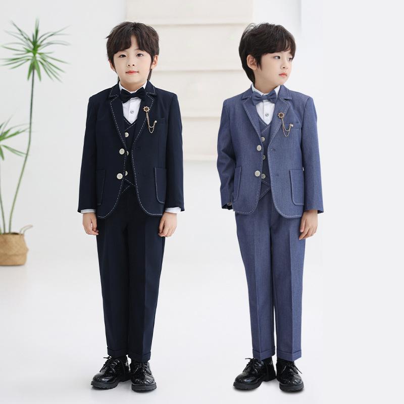 子供用スーツ フォーマル 男の子 3点セット (ジャケット ベスト パンツ) 子供服 長袖 無地 発表会 演奏会 入学式 卒業式 結婚式 七五三 春秋冬