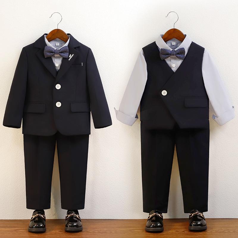 お子さん用背広 フォーマルウェア 御坊っちゃん用 コーラス 上演服 一こまお召しもの 流行り物 限りない セットアップ 3点仕掛ける 4点仕掛ける 5点仕掛ける 長袖プルオーバー 半袖プルオーバー 長ズボン ズボン 蝶タイ ポリエステル 無地 時間冬 カジュアルシャツ-メンズファッション-トップス
