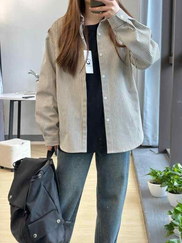 シャツ メンズ 長袖 ストライプ柄 接触冷感 ポリエステル 開襟シャツ カジュアル 男性用 トップス 春秋 ブラック ブルー