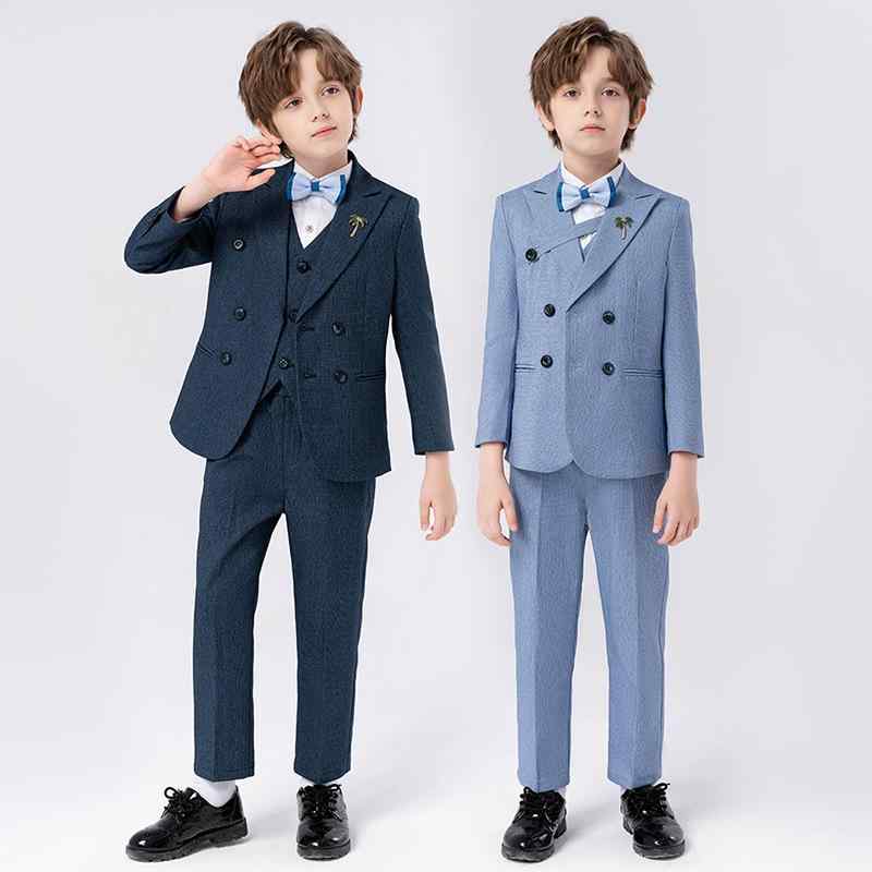 子供用フォーマルスーツ 春秋 子供用スーツ 5点セット 6点セット 男の子用 スーツ ジャケット ベスト パンツ 長袖シャツ 蝶ネクタイ ブローチ 舞台衣装 発表会 結婚式 卒園式 入学式 卒業式