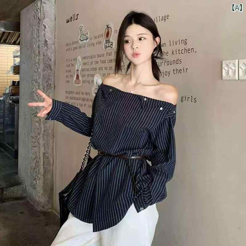 レディース トップス プルオーバー 長袖 条紋 開叉 分かりやすい 精神状態 通い用 綿原料品 当たること冷感 ゆったり影ぼうし 丸首 米国海軍 春夏 普段使い走り 吸湿速乾 軽さ 今めかしい