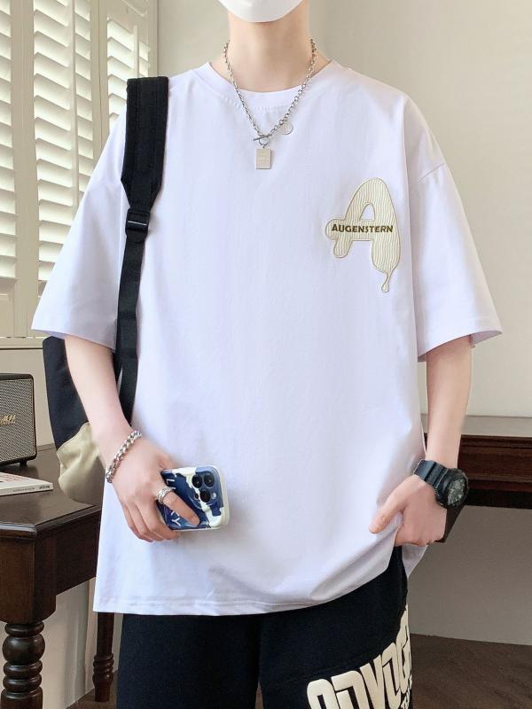 メンズ Tシャツ 半袖 青少年用 港風 潮牌 ワイドシルエット 痞? スタイル コットン混紡 無地 ルーズフィット 薄手 透気性 吸湿速乾 日常使い 春夏 白色 ブラック グリーン 赤 橙色 パープル ベージュ ブルー ピンク
