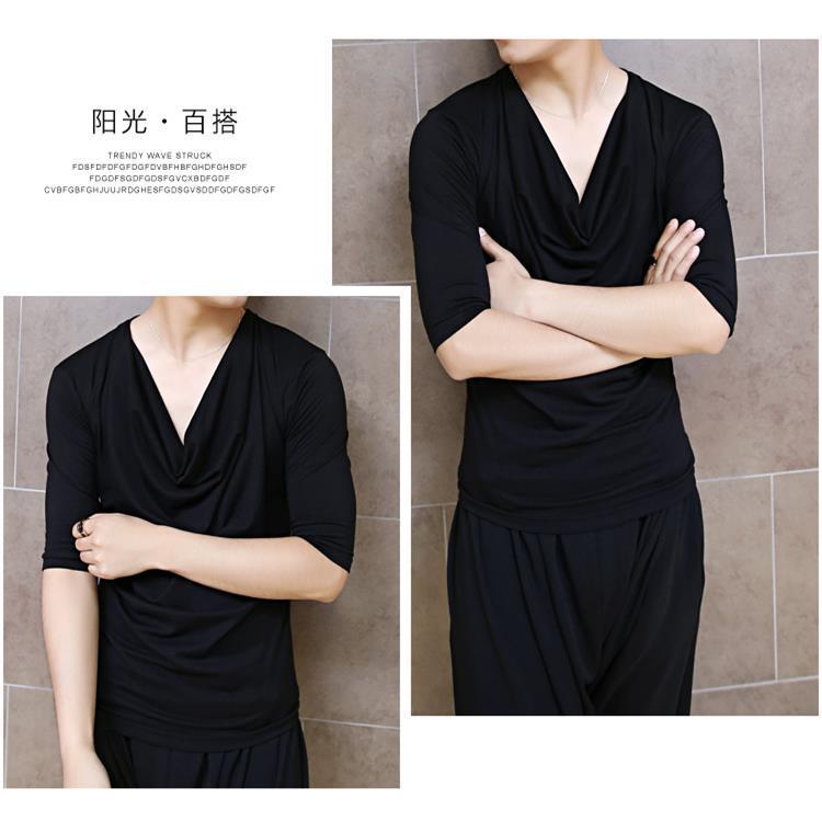 メンズ Tシャツ 長袖 ドロップショルダー ハイネック 修身 トップス コットン混紡 吸湿速乾 通勤 普段使い カジュアル レイヤード インナー グラフィックプリント グレー ホワイト ブラック ビッグシルエット 伸縮性 青年向け