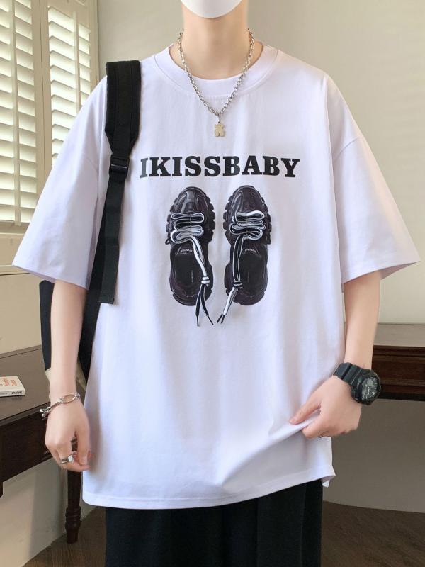 Tシャツ メンズ 秋冬 青少年 男性用 短袖 トップス コットン 混紡 薄手 透気性 吸湿速乾 ゆったり ルーズフィット 丸首 無地 日常 カジュアル プリント 幾何柄 白色 グリーン オレンジ ブラック ミント ベージュ 紫 カーキ ブルー 春秋 秋冬