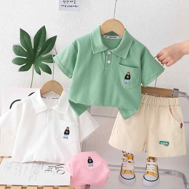キッズ 男の子 女の子 夏 服 セット ポロシャツ 長ズボン 2点セット 綿 95% 柔らかい 動物柄 純色 カートゥーン アルファベット グリーン ピンク ホワイト 80cm 90cm 100cm 110cm 120cm 韓風 カジュアル スポーツ か