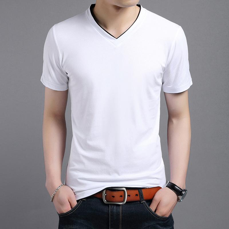 Tシャツ メンズ 男性用 純棉 綿100% Vネック 短袖 修身シルエット 韓国風 春夏 夏用 休? 普段使い カジュアル 切り替えデザイン 3Dプリント 接触冷感 吸湿速乾 抗UV 耐摩耗 白色 ブラック グレー イエロー ピンク レッド 青 軽量 通