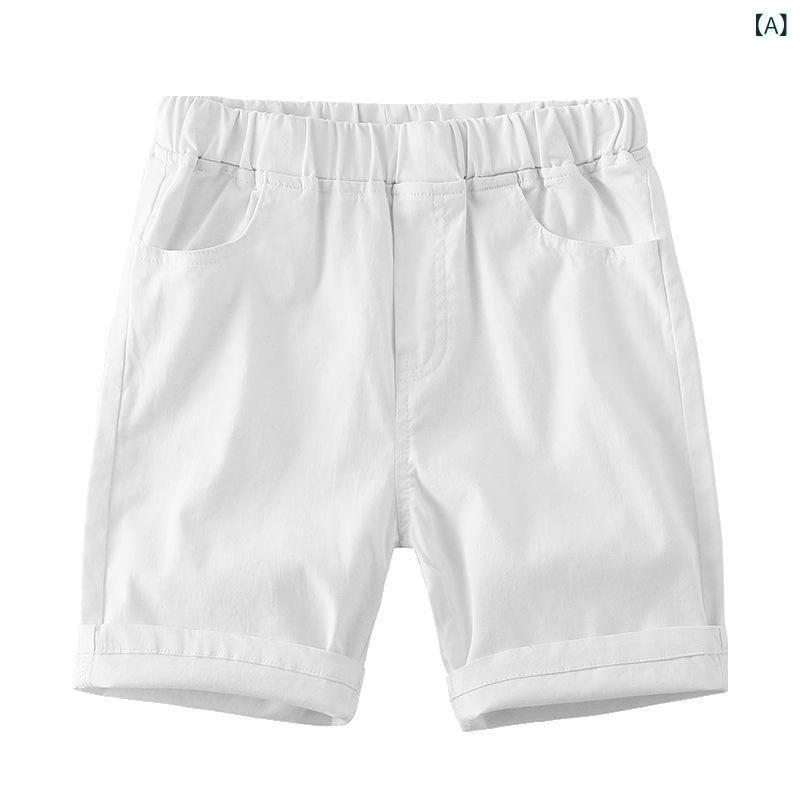 キッズ ハーフパンツ 夏用 コットン 中性 男の子 女の子 3～8歳 100～140cm 柔軟 防紫外線 軽量 吸湿速乾 運動 休? 百搭 白色 黄色 緑 黒 ピンク ベージュ ブルー ネイビー カーキ ユニセックス ショートパンツ ミッドパンツ