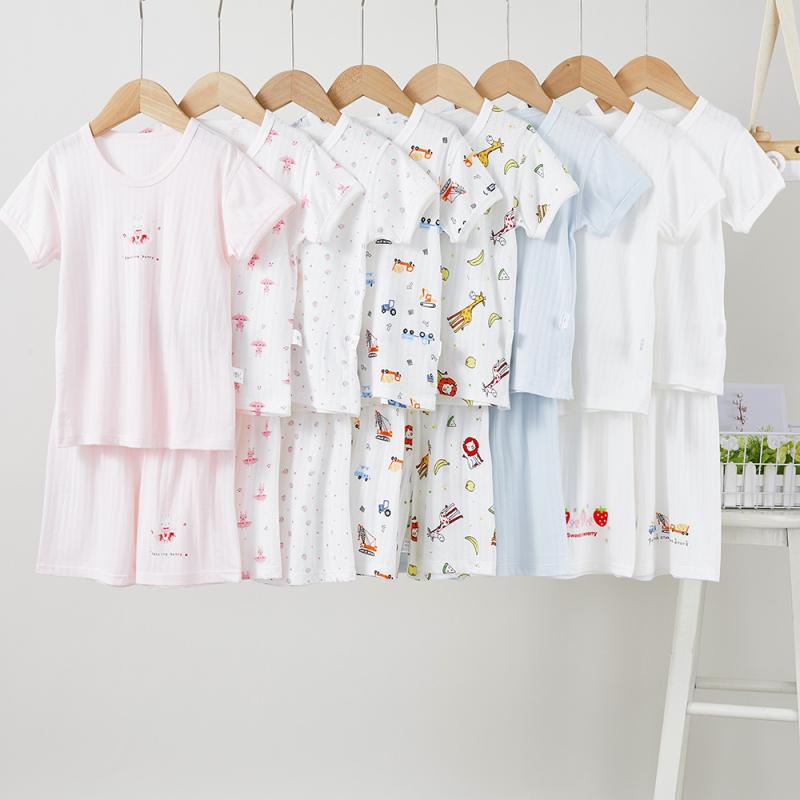 キッズ 接触冷感 半袖 短パン セット 夏 薄手 室内着 涼感 Tシャツ 5分丈 中性 男女兼用 3～8歳 100～140cm モダール 54.8% かわいい プリント 動物 フルプリント フルプリント フルプリント ピンク ホワイト ブルー 吸湿速乾
