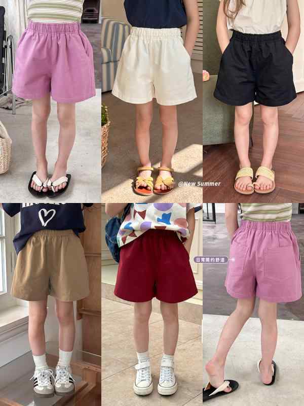 子供 短パン 男女 ベビー キッズ 男の子 女の子 夏用 接触冷感 綿100 柔軟 吸湿速乾 軽量 通気性 伸縮性 ユニセックス 基本 シンプル かわいい 百搭 動きやすい 白色 紫ピンク ベージュ ブラック ワインレッド 中腰 ゴム腰 3分丈 3～8歳
