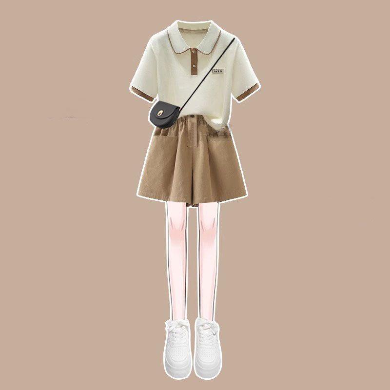 女の子 子供服 夏服 セットアップ 学院風 トップス 短袖 POLOシャツ ショートパンツ 2点セット 綿混 ポリエステル 軽量 吸湿速乾 通気性 純色 ベーシック コーデ 120cm 130cm 140cm 150cm 160cm 170cm