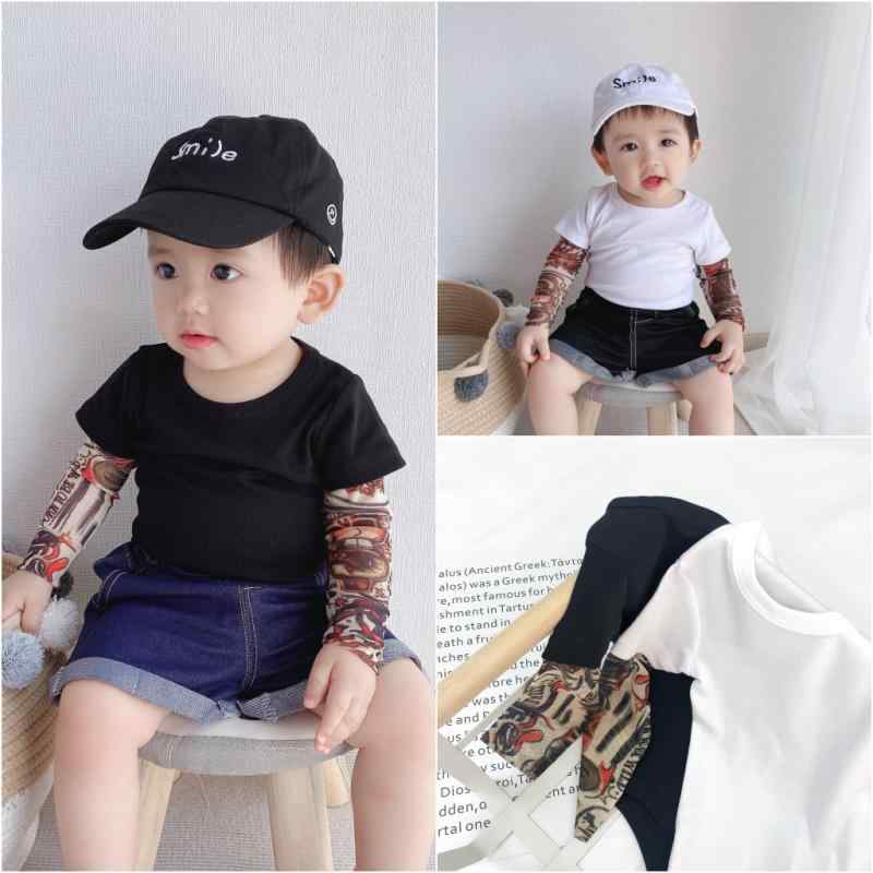 キッズ 男の子 女の子 長袖 Tシャツ 上衣 打底シャツ 夏 薄手 吸湿速乾 綿 柔軟 丸首 ユニセックス ベビー 幼児 抽象柄 純色 ホワイト ブラック 潮 百搭 長袖 長袖トップス 夏服 機能性 子供服 肌触り良い 軽やか 通気性 日常使い カジュア