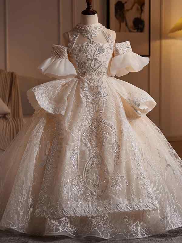 女児用 礼服 プリンセスドレス 女の子 子供 キッズ 蓬蓬スカート チュール 軽量 ポリエステル プリンセス スタイル 誕生日 パーティー 発表会 演奏会 フォーマル ドレス かわいい デザイン 100cm 110cm 120cm 130cm 140cm