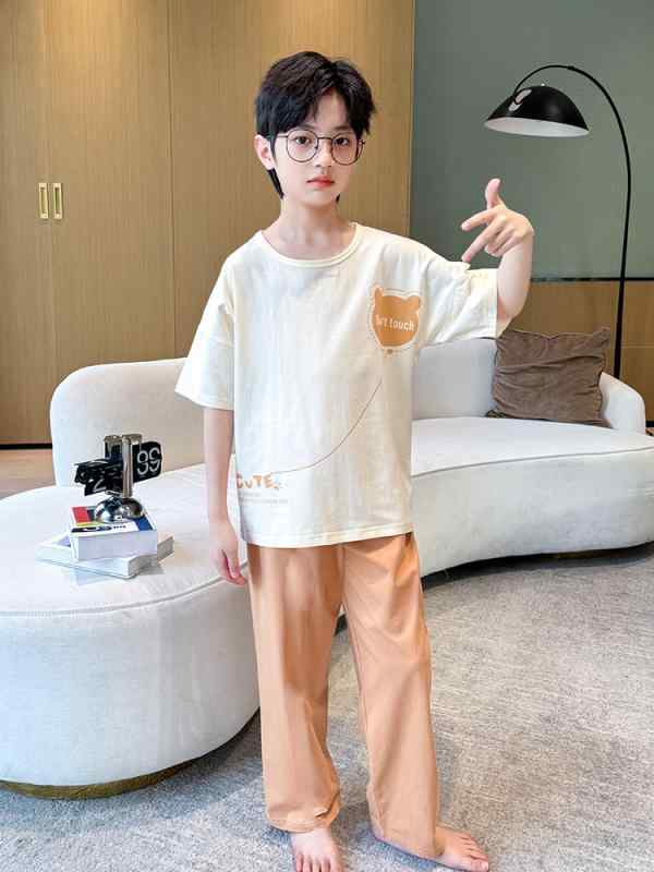 子供 男の子 綿 夏 パジャマ 3点セット 薄手 柔らかい 接触冷感 かわいい カード プリント トップス ショーツ ロングパンツ 学生 普段使い 部屋着 カジュアル