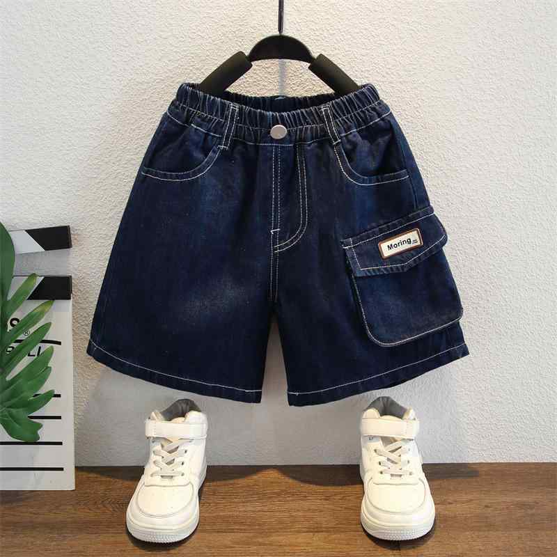 キッズ 男の子 牛仔 ショートパンツ 5分丈 中腰 綿 デニム 夏 子供 薄手 柔軟 砂洗 ブルー 純色 韓国風 潮 休? 普段使い 軽量 伸縮性 吸湿速乾 3～8歳 90～150cm