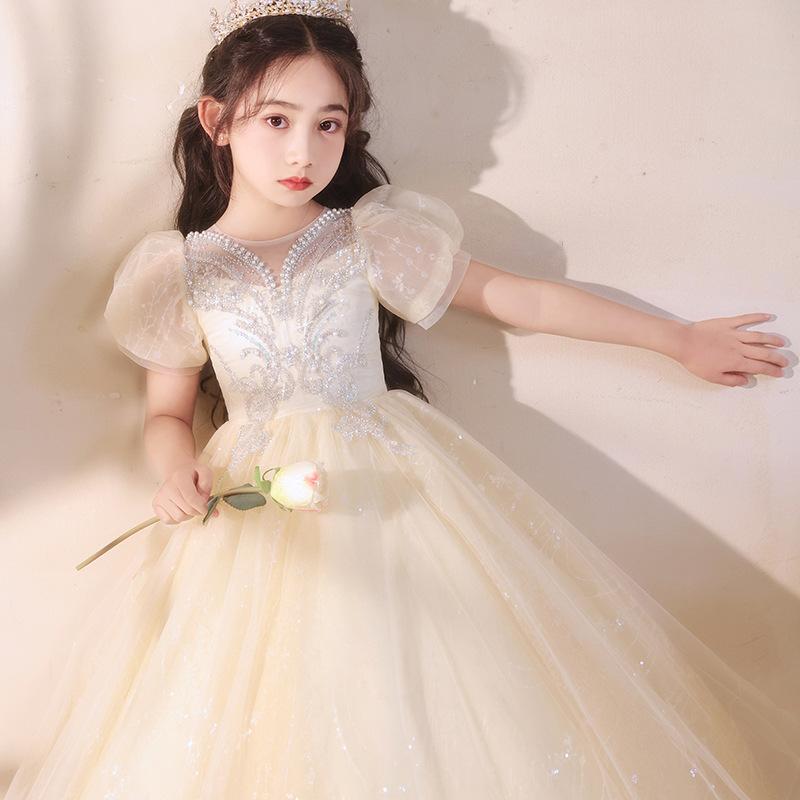 女の子 礼服 子供 ドレス 花嫁 子供 ウェディング ドレス プリンセス チュール スカート 香?色 アイボリー ホワイト 短め ロング 丈 ポリエステル 100 コットン ライク 軽量 通年 普段使い パーティー 誕生日 セレモニー かわいい キッズ
