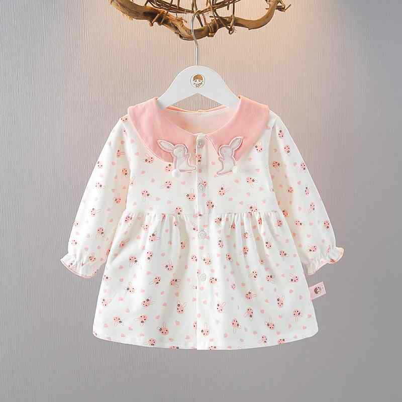 女児 長袖 フラワープリント ワンピース 秋冬 1-3歳 女の子 プリンセススカート 綿 ピンク オレンジ かわいい 洋気 伸縮性 軽量 通年 普段使い
