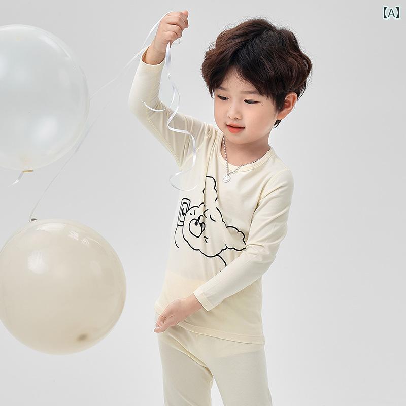 キッズ 男の子 子供 寝間着 ルームウェア 綿 トップス ボトムス セット 格子柄 動物柄 カードゥ かわいい プリント 吸湿速乾 保暖 春秋 秋冬 軽量 伸縮性 3～8歳 100～140cm 普段使い 家庭用 遊び着 トップス パンツ 組み合わせ コッ
