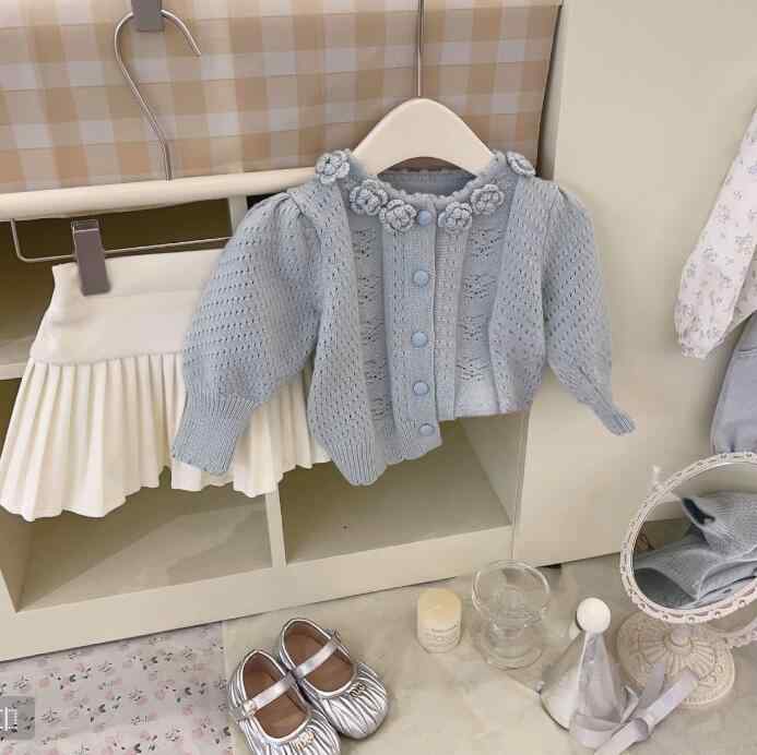女児 キッズ 春秋 セット トップス ニット カーディガン 長袖 花柄 綿 柔らかい 素材 プリーツ スカート 膝丈 かわいい 甘め スタイル 洋気 デザイン 100-140cm 対応 3-8歳 中小童 向け 単排ボタン 普通厚 花? 柄 他の パターン