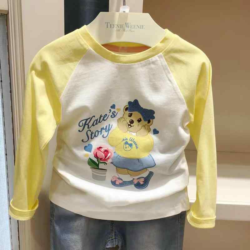 女の子 長袖 トップス かわいい 花柄 プリント 丸首 綿 ニット Tシャツ 柔軟 透気 吸湿速乾 防紫外線 動物 柄 カード 柄 田園 風 プリンセス スタイル スポーツ ミックス 春秋 シーズン 3 ～ 8 歳 女児 日常 着 コットン 100 パー