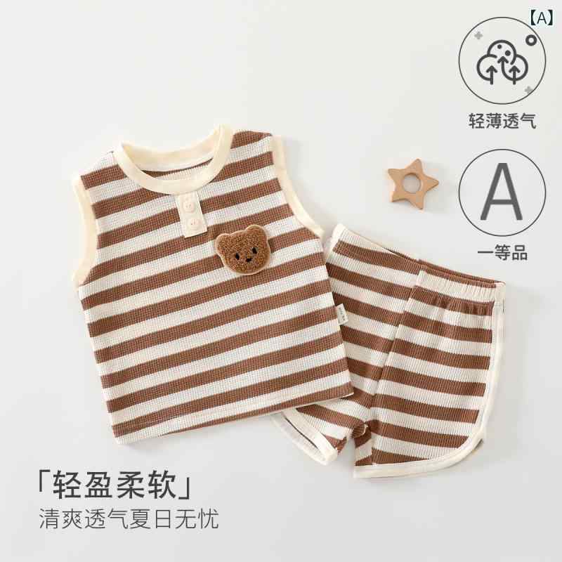 ベビー服 男女兼用 短袖 短パン セット 綿素材 夏用 シンプル かわいい カードプリント 1歳児 外出着 トップス ボトムス 通気性 軽量 ベビー キッズ 赤ちゃん 服装 ブラウン ブラック グリーン レッド