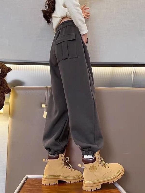 キッズ 女の子 スポーツパンツ 春秋 秋冬 子供 運動 長ズボン 中腰 ゴムウエスト 柔らかい ポリエステル 無地 深灰 ライトグレー ブラック ゆったり 伸縮性 通学 普段使い