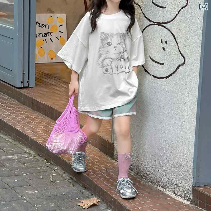 女の子 短袖 Tシャツ トップス 春夏 キッズ 女児 子供服 カジュアル 普段使い かわいい 丸首 ゆったり 100%コットン 綿素材 吸湿速乾 白 ピンク 3～8歳 100～150cm 軽量 伸縮性 切り替えデザイン ベーシック レイヤード インナー