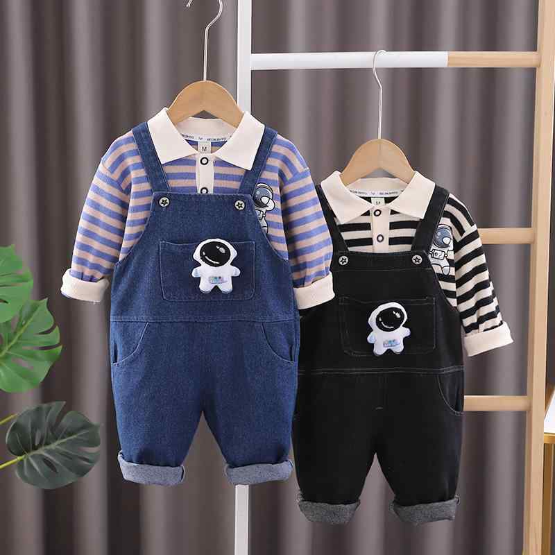男児服 男の子 子供服 1歳 3歳 秋冬 春秋 長袖 背広パンツ セット ストライプ 柄 かわいい 宇宙人 プリント コットン 柔らかい 素材 長パン 紫色 黒色 80cm 90cm 100cm 110cm 120cm 身長対応 普通 厚み 単排ボタン