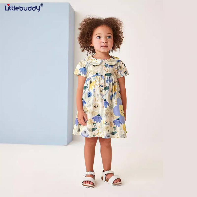 女児 ワンピース 女の子 子供服 夏用 綿100% 接触冷感 かわいい プリンセスデザイン ドールカラー プリーツスカート 抹茶色 2-7歳 90-140cm 日常着 遊び着 軽量 通気性 伸縮性 ビッグシルエット ラウンドネック 半袖 ソフト素材 クー