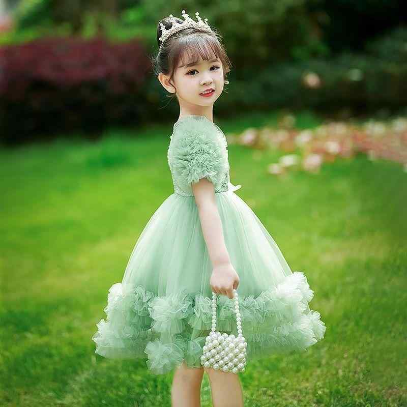 女の子 ワンピース 子供 春夏 短袖 プリンセス スカート かわいい 花柄 チュール 再生繊維 アクセサリー グリーン ブルー 軽量 伸縮性 吸湿速乾 普段使い 誕生日 パーティー かわいい 女の子 向け プリンセス スカート かわいい 花柄 チュール