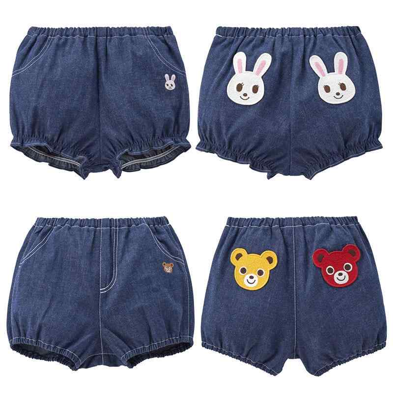 キッズ ボーイズ 灯籠パンツ 短パン 綿素材 春秋 かわいい 刺繍 熊 ウサギ 柄 牛仔色 中腰 伸縮性 通気性 軽量 部屋着 普段使い 3～8歳 100～140cm