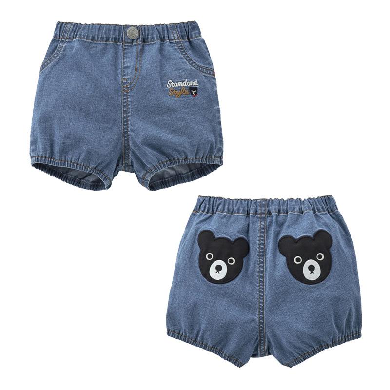 子供用 ボーイズ ガールズ 短パン 灯?パンツ 綿素材 綿95パーセント 春秋用 牛仔カラー 黒熊刺繍 クマ柄 カードゥ 抽象柄 アルファベット刺繍 かわいい 潮流 ミッドライズ ゴムウエスト 3-8歳 100-140cm 100-130cm対応 子供服