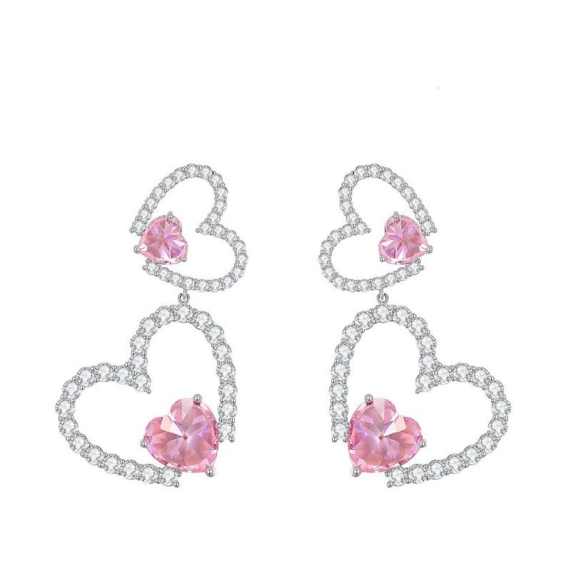 イヤリング 女性用 ピンク ハート ダブル デザイン 軽量 銀メッキ加工 水晶 花 蝶 幾何 貝殻 星 アルファベット ストライプ フラワー ヴィンテージ キャンディ かわいい アクセサリー 華奢 春夏 ファッション ジュエリー トレンド 日常使い ギフ