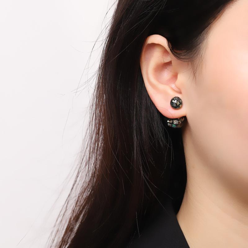 ピアス 女性用 925シルバー 天然貝殻 黒 白 幾何学 シンプル ファッション 通勤 軽量 夏 アクセサリー 耳飾り トレンド OL スタイル 銀 耳針 貝珠 イン 風 飾品