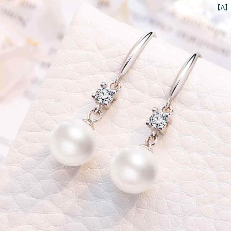 イヤリング 女性用 パール ドロップ型 シンプル スタッド ファッション ハンドメイド アクセサリー ホワイト 10mm 12mm 14mm レッド ゴールド グレー ダークレッド ジュエリー 普段使い