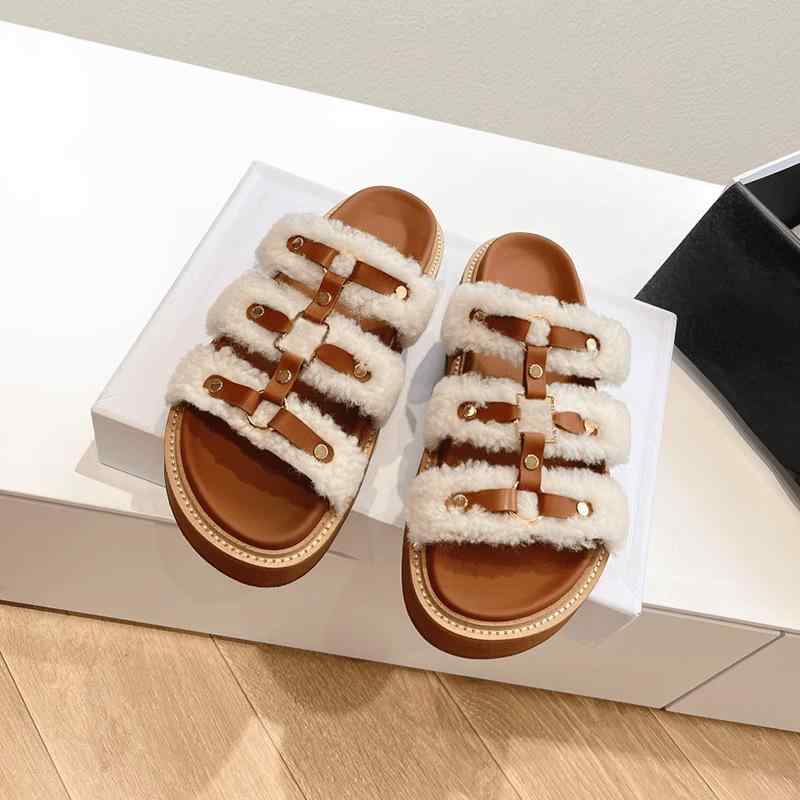サンダル 女性用 厚底 毛足 夏秋 英?風 外出用 フラット 丸トゥ ラムウール クッション 軽量 超繊維 ラバーソール 乳白色 丸型 スリッポン 室内外 履き心地 柔らか スタイリッシュ カジュアル