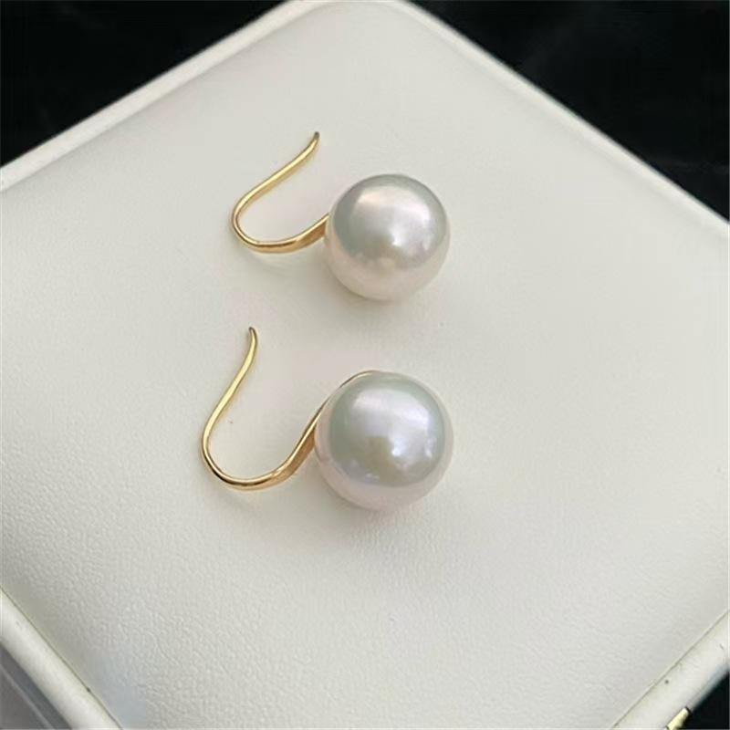 イヤリング 女性用 淡水パール 耳リング 純銀 ピンキーリング クラシック ホワイト 強光 12mm 正円 秋冬 自然 スタイル 細工 独立包装|シャドーテール
