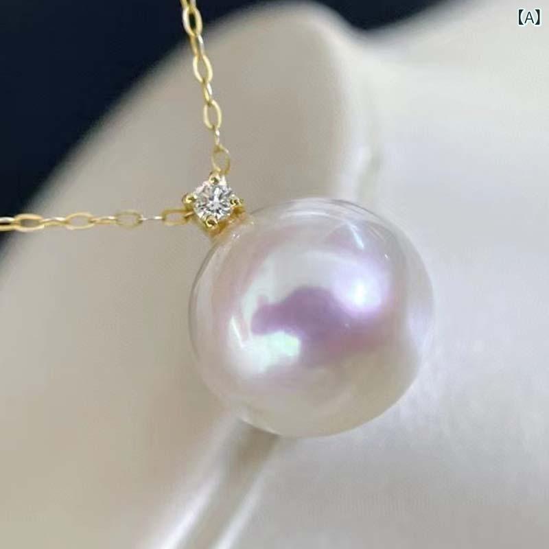 ネックレス 女性用 淡水真珠 10-11mm 正円 強光 ホワイト 18Kゴールド ペンダント 水滴型 秋冬 ビジネス 日常 旅行 婚礼 シンプル 優雅 軽奢 光沢 自然素材 汎用 アクセサリー