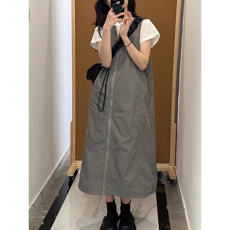 衣装 成人女性用 背心 スコート 薄墨色 黒 A字 斜肩 無袖 ファスナー ひな型 役立つこと性 自然調整能力のある 後腰 表どおり 潮人 表現スタイル 2025 夏 95%以上 原材料
