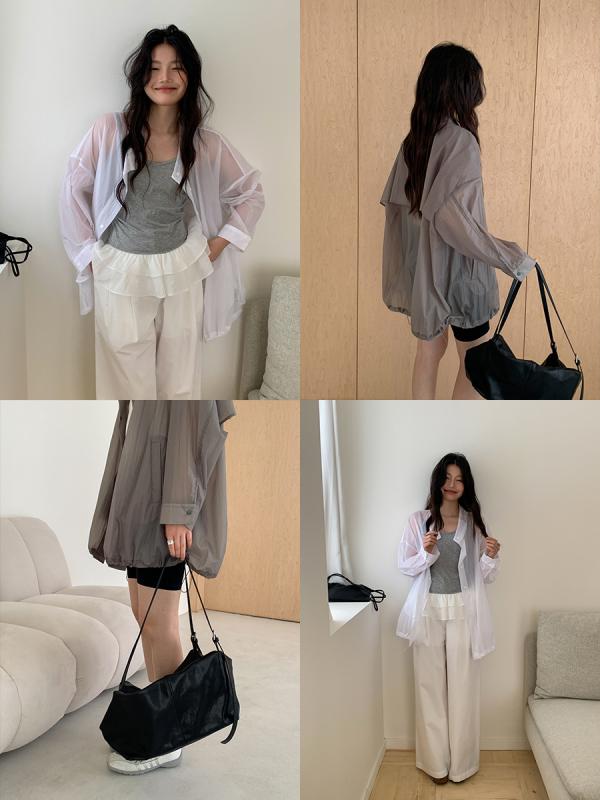 レディース 防晒服 トップス 立領 中長袖 長袖 カーディガン ジャケット 薄手 ゆったりシルエット 長丈 80cm以上 100cm以下 純色 ボタン デザイン 接触冷感 吸湿速乾 軽量 快適 日常使い カジュアル デイリー 春夏 夏 ウィンター ホワイ