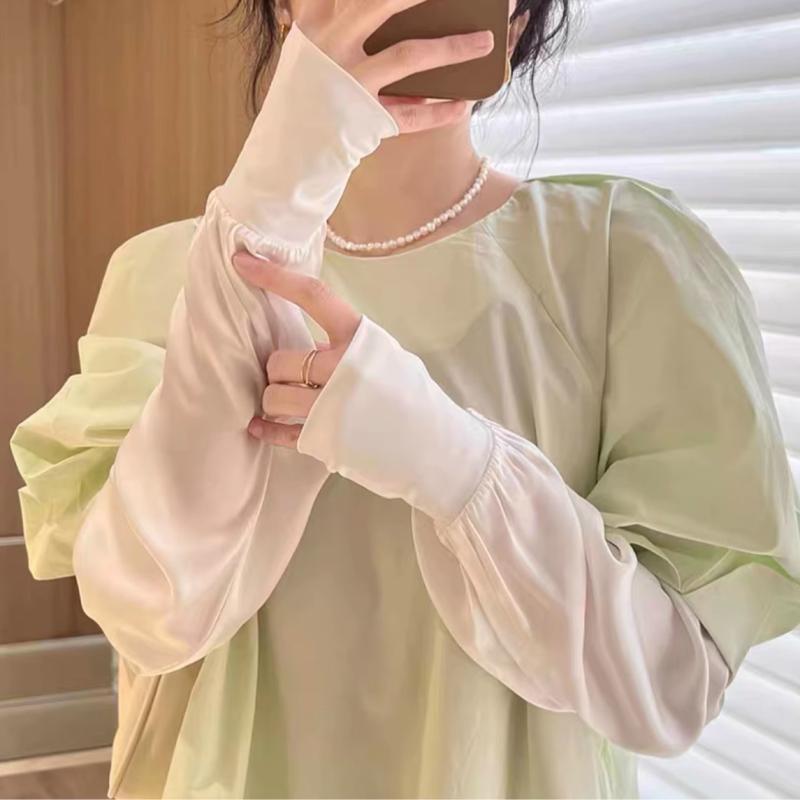 防晒 袖セット 女性用 桑蚕? 接触冷感 薄手 純色 杏色 気質グレー 聖杯ブルー 香芋紫 ホワイト ブラック フロストパウダー ドライビング 普段使い 軽量 伸縮性 春夏 通勤 アウトドア