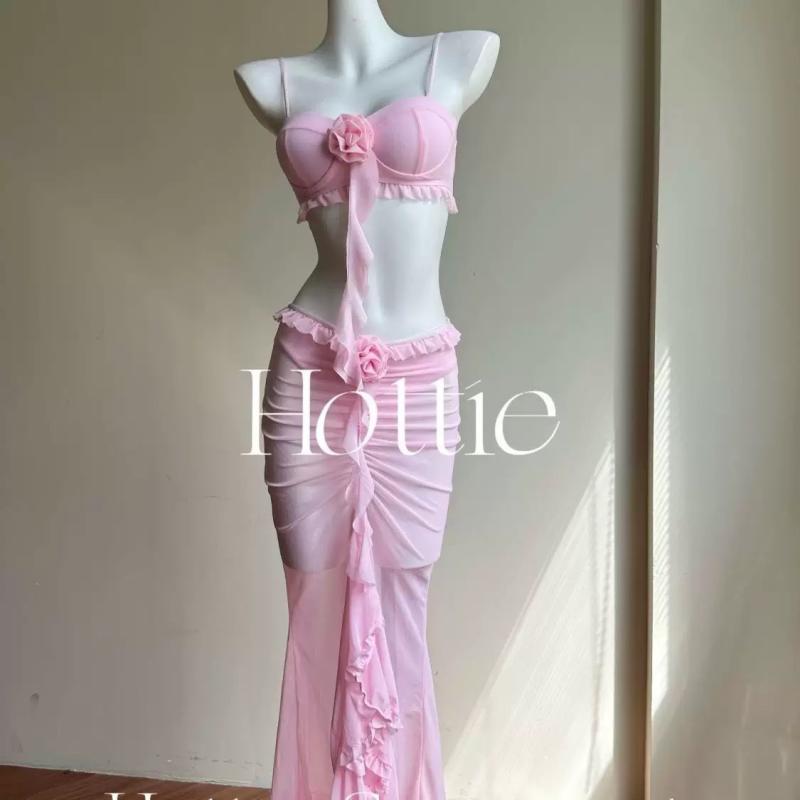 ビキニ 女性用 ピンク セクシー 高腰 ハイレグ 分体 水着 3点セット 接触冷感 ナイロン ポリエステル 混紡 伸縮性 軽量 無鋼 胸パッド 背中開き 無袖 ビーチ 温泉 プール スイムウェア ヨガ フィットネス ヨガパンツ トップス ボトムス 夏用