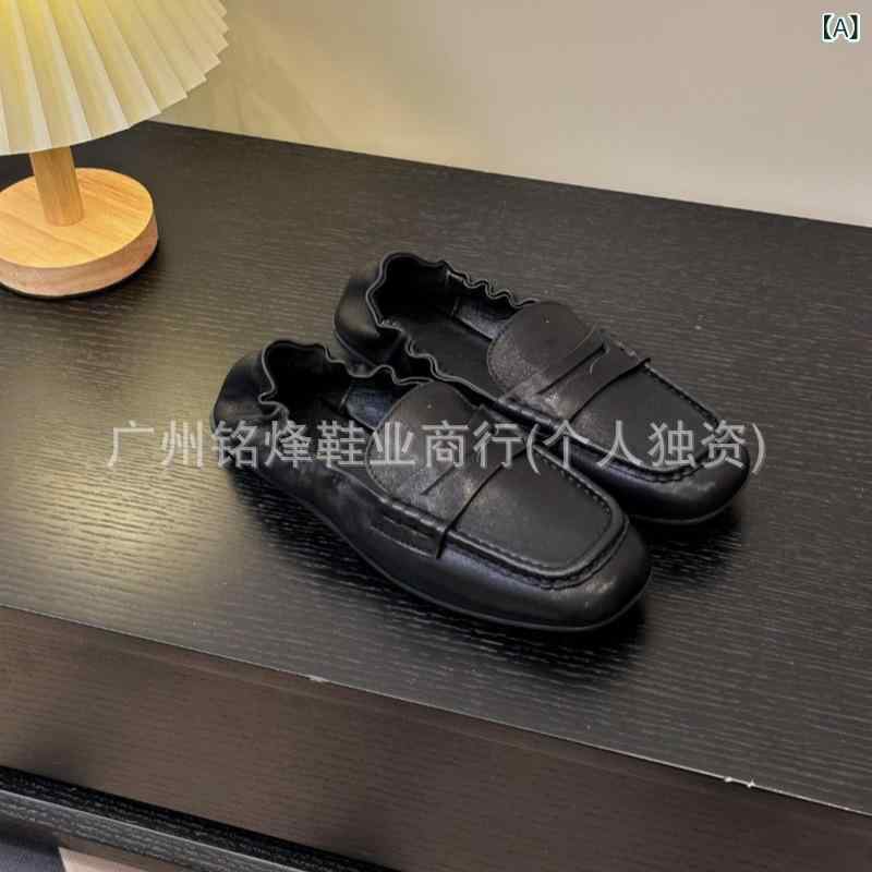 女性用 バレエフラットシューズ ローファー 黒 ワインレッド 方頭 低・悉 平底 牛皮 頭層牛皮 羊皮内里 羊皮インソール ゴム底 粘着製法 筒抜け着脱 日常使い 低フォール 1-3cm 軽量 通年 純色 低口 7-11cm 中口 欧米スタイル 軽やか ソ