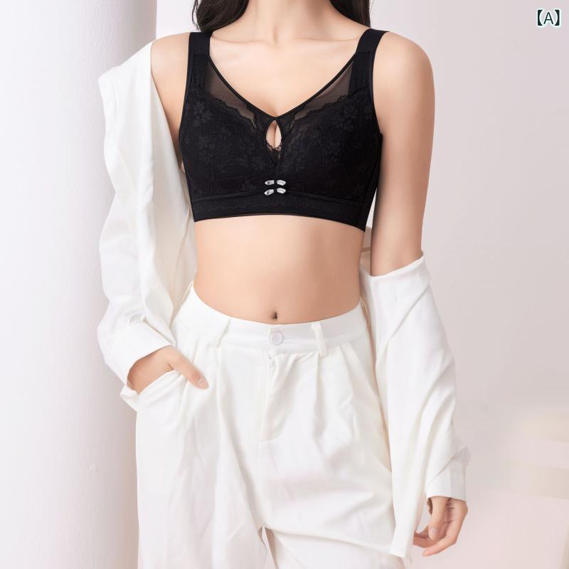 ブラ 女性用 大胸用 無線 調整型 副乳収集 3/4カップ 超薄 透気 聚? 上托 防走光 快適 側収 乳膠 ?? モダール 固定肩? 後四排扣 黒 浅緑 ミルクコーヒー 藍灰 青年向け 奢華高級感 春季