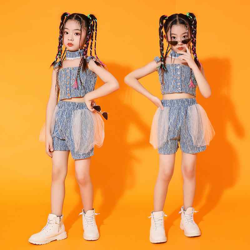 女児 ジャズダンス 衣装 女の子 ダンス 練習着 ストリートダンス セット トップス ボトムス 柔軟 伸縮性 ポリエステル 混紡 動きやすい 女児用 ダンスウェア 練習 セット スポーツスタイル 女童 ダンス服