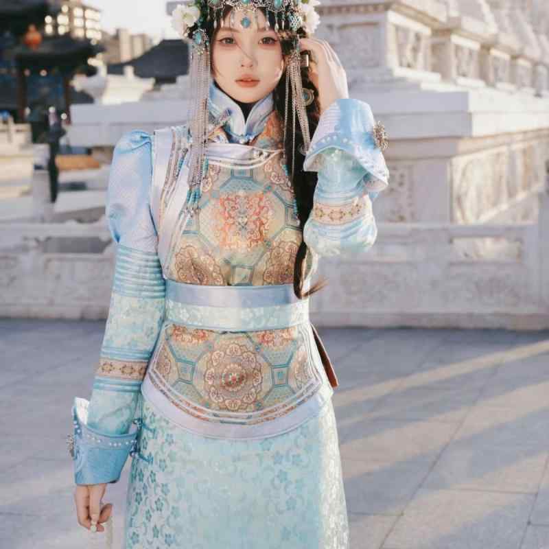 民族衣装 男女兼用 春夏 モンゴル風 ウイグル風 チベット風 ダリ風 民族風 雪ニール ポリウレタン 伸縮性 軽量 ブルー カジュアル ダンス 旅行 写真撮影 普段使い アウトドア 22,377円