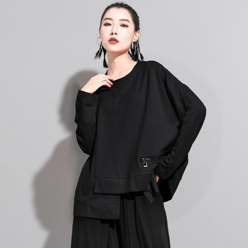 長袖 Tシャツ 女性用 春夏 トップス ブラウス 綿素材 ニット混紡 接触冷感 セットイン袖 ルーズフィット ビッグシルエット ラウンドネック 無地 ブラック 赤 黒 赤系 ゆったり 普段使い 通勤 ストリート カジュアル レイヤード 吸湿速乾 軽量 伸
