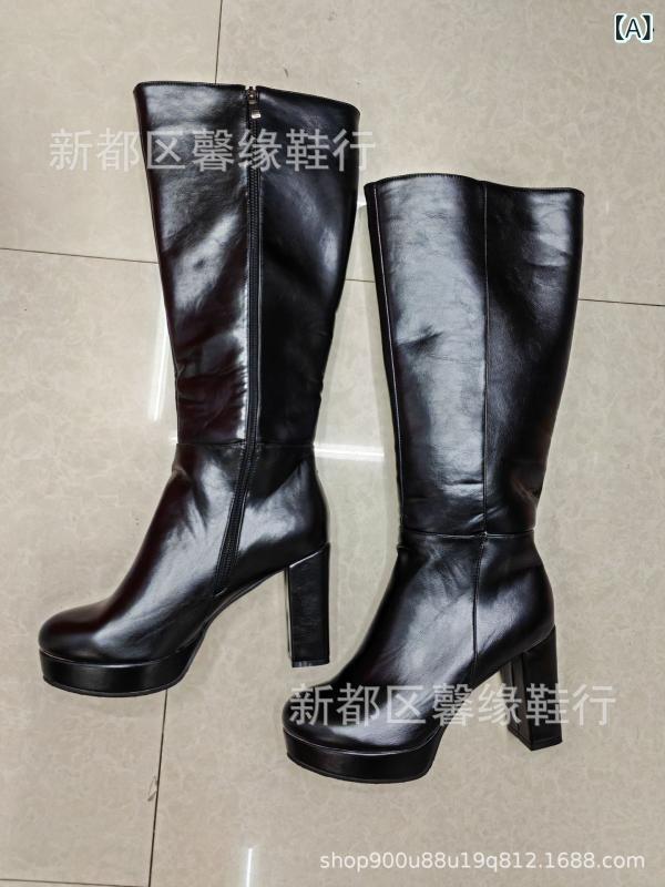 レディース ナイト爵靴 雨合羽台 側引っ張ること 大ざっぱ踵 丸頭 お上さん用 高筒 長靴 ブーツ 黒 赤銅色 PU原料品 天然ゴム底 防滑 保暖 耐摩耗 冬 秋 春 欧米表現スタイル インキ借り上げる 普通厚 純色 片方ファスナー 流行り物 靴 履き分かりやすい 優しいこと 上滑り打ち切り 耐久性
