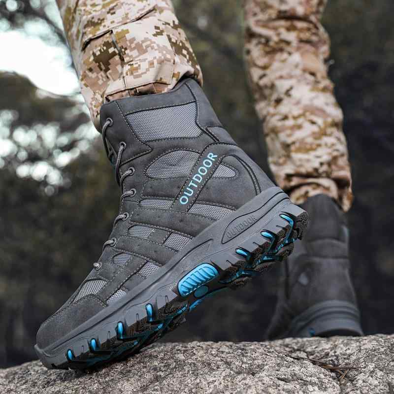 メンズ シューズ 登山靴 ハイカット ブーツ 騎士靴 ラバーソール ラウンドトゥ グレー ブラック グリーン 春 トレッキング ハイキング アウトドア 普段使い 粗いヒール ステッチ カラーブロック クリエイティブ トレンド ミッドウェイト スプリング